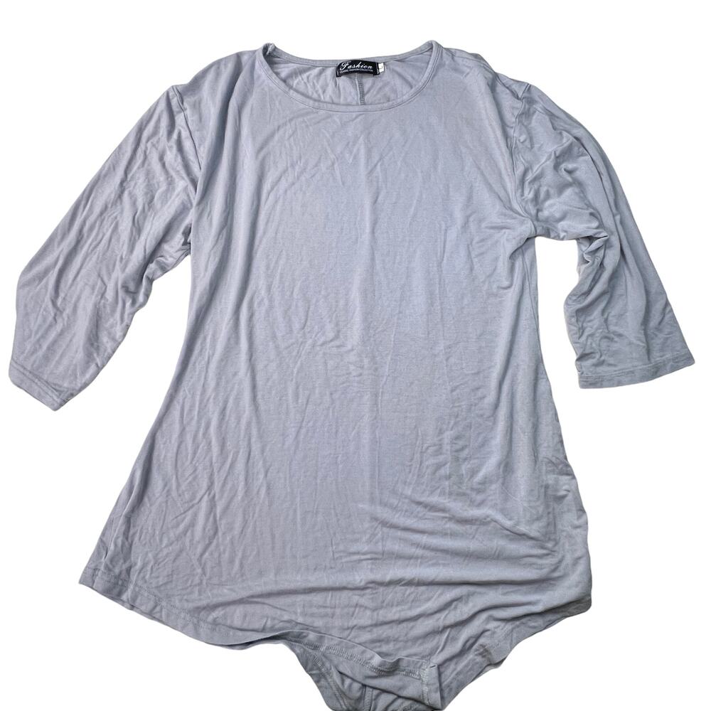 Classic Fashion Collection Tunic Asymmetrical Three Quarter Sleeves Large Purple